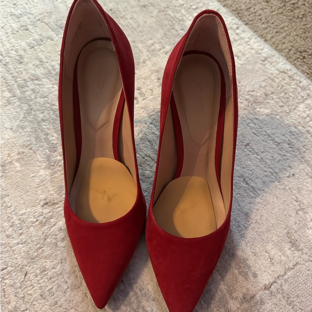 Aldo Red Heels Elegant Suede Pumps